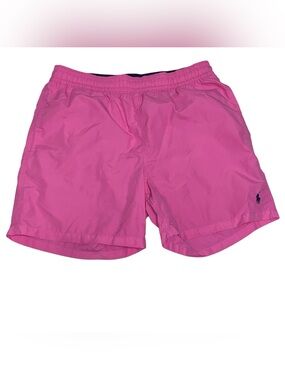 Vintage Y2K Polo Ralph Lauren Pony Traveler Swim Trunks Pink Mesh Lined